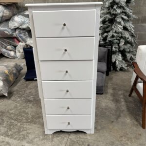 Cajonera Blanca Moderna de 6 Gavetas | Cómoda Alta Minimalista para Dormitorio