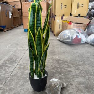 Planta Decorativa Tipo Lengua de Suegra Artificial con Maceta Moderna Negra | Ideal para Sala