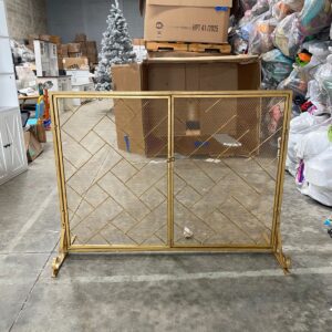 Protector de Chimenea Metálico Color Dorado | Pantalla de Seguridad para Fuego